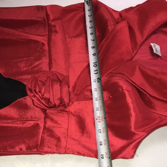 ❤️ Women’s Vintage MISS KIM Long Red & Black Formal Prom Sleeveless Dress Size? - Picture 8 of 11